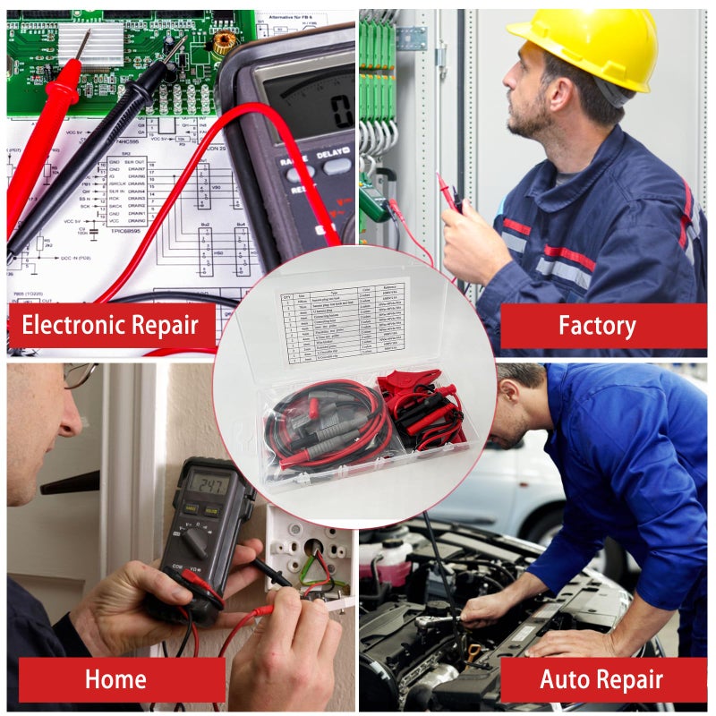 Young Dance 24 Pcs Multimeter Test Leads Set with Alligator Clips, Insulation Piercing Test Clip and Test Probes 1000V 10A CAT III for Fluke, KAIWEETS, INNOVA Multimeter, Voltmeter, Clamp Meter - Image 5