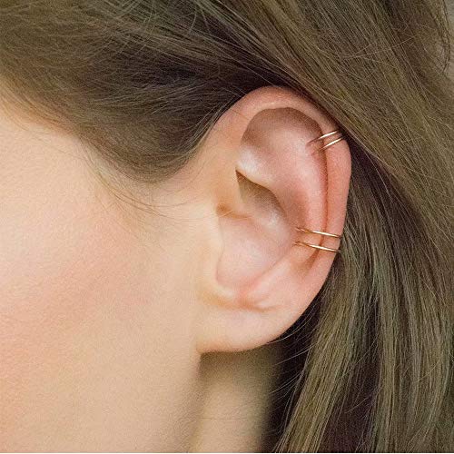 M MOOHAM Nose Rings for Women, 20g 14K-Gold-Plated Nose Ring Hoop Earring Surgical Steel Hypoallergenic Hinged Small Nose Ring 20 Gauge 8mm Septum Lip Ring Cartilage Hoop Earring Conch Piercing Jewelry for Women - Image 4