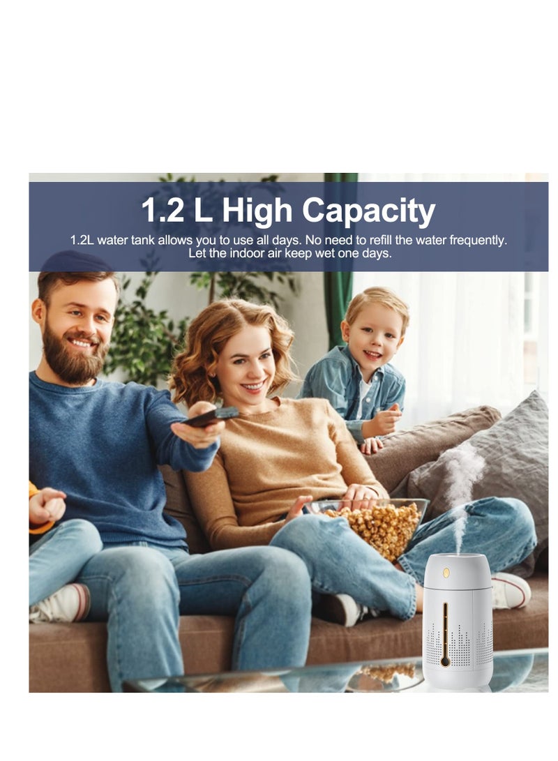 SYOSI Humidifiers 1.2L, Mist Humidifiers, Ultra Quiet Air Humidifier with 7 Colors Night Light, 2 Fog Mode, USB Desktop Humidifier Waterless Auto Shut-Off for Home Bedroom Office (White)  - Image 4