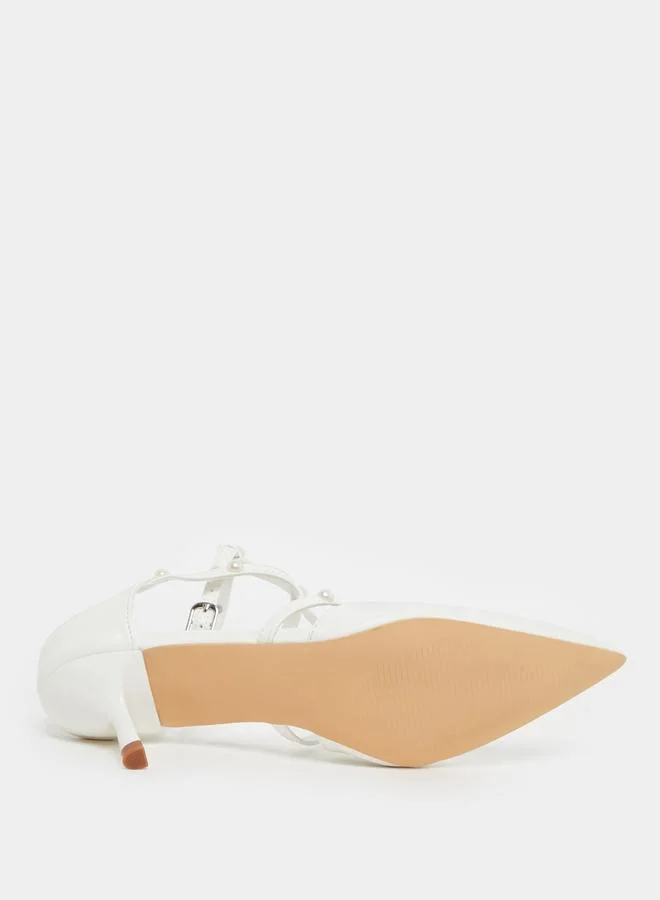 Styli Styli Faux Pearl Embellished Pointed To Shoes