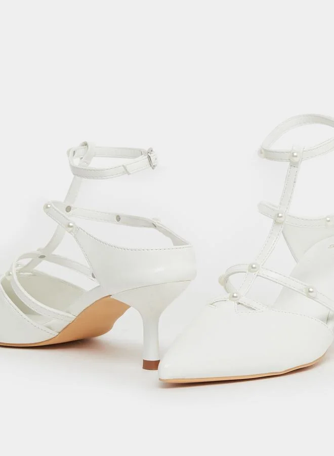 Styli Styli Faux Pearl Embellished Pointed To Shoes