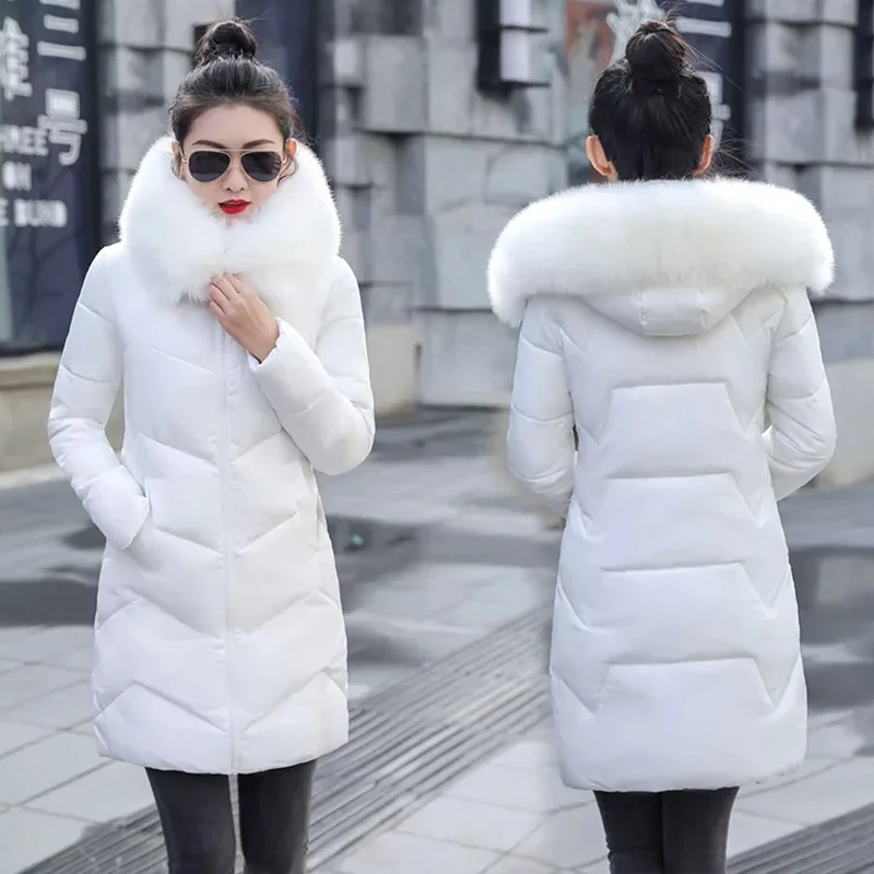 باربورا Daily Winter Hooded Furry Women's Puffer Jacket BT331WHITE6