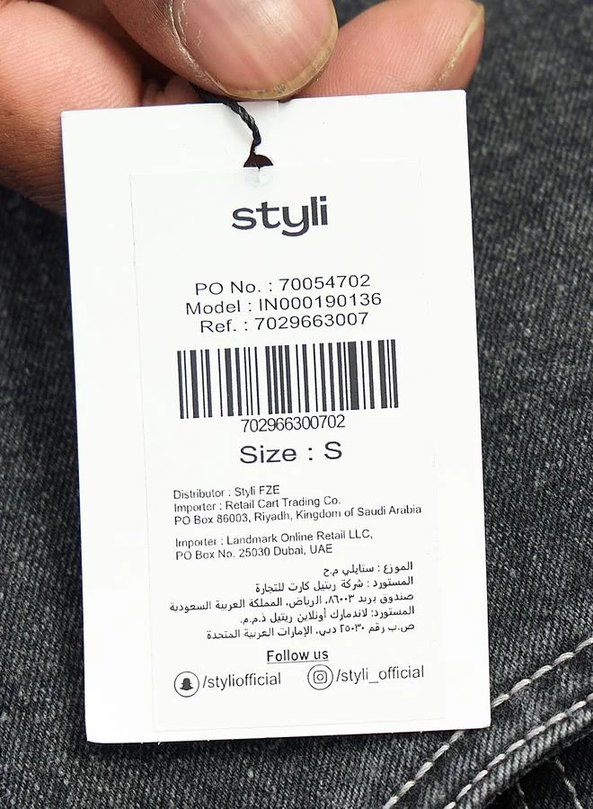 Styli Charcoal Charcoal Mom Fit High Rise Jeans for Women | Best Price UAE