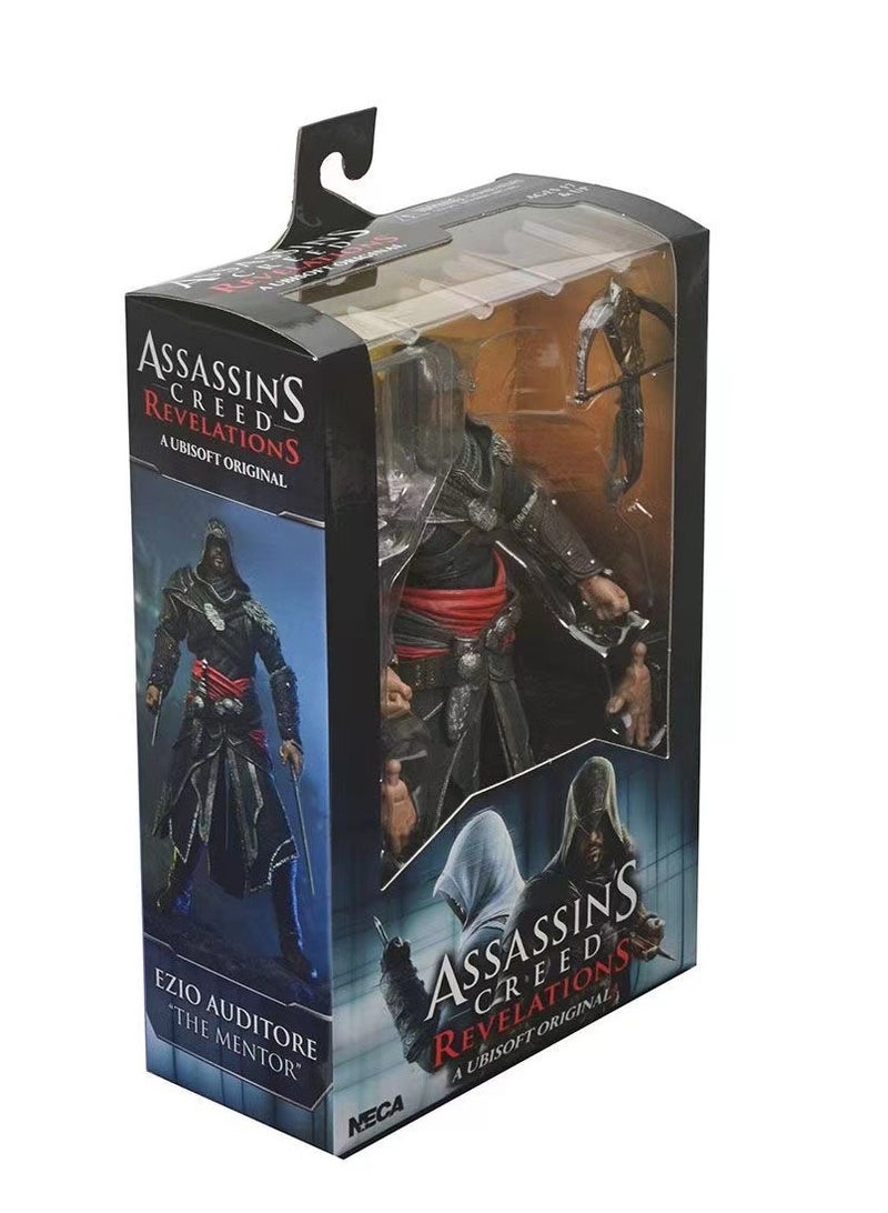 Assassin’s Creed Video Game Merchandise - 7-inch Interposable Figurine of Master Assassin Ezio in Black Suit - Boxed Collectible Handcrafted Artwork  - Image 2