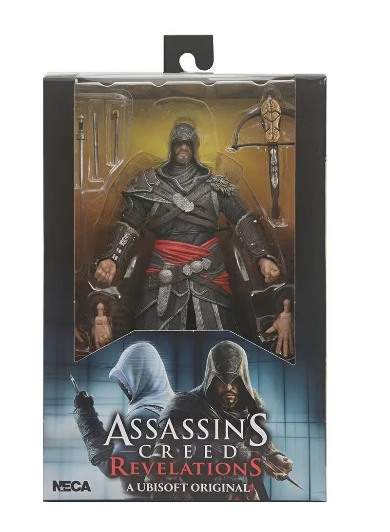 Assassin’s Creed Video Game Merchandise - 7-inch Interposable Figurine of Master Assassin Ezio in Black Suit - Boxed Collectible Handcrafted Artwork  - Image 3