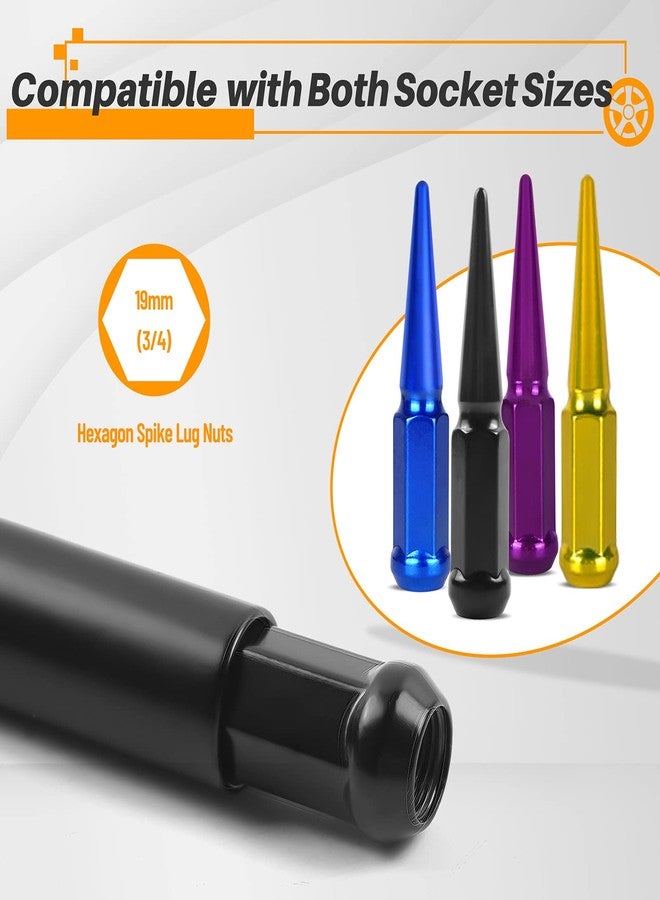 MIKKUPPA Spiked Lug Nuts Key - Soild Socket with 19mm Hex, Universal Spike Lug nuts Socket Key Replacement Tool for M14x1.5, M14x2.0, 9/16-18, 1/2-20, M12x1.5, M12x1.25 One-Piece Spiked Lug Nut - Image 4