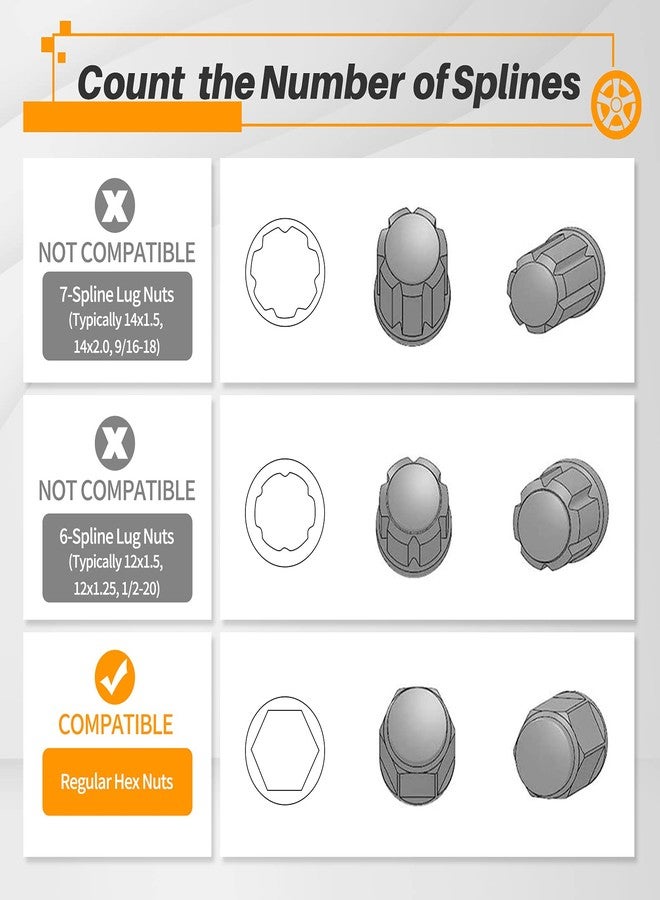 MIKKUPPA Spiked Lug Nuts Key - Soild Socket with 19mm Hex, Universal Spike Lug nuts Socket Key Replacement Tool for M14x1.5, M14x2.0, 9/16-18, 1/2-20, M12x1.5, M12x1.25 One-Piece Spiked Lug Nut - Image 3