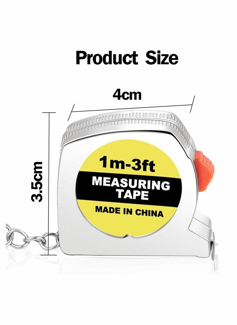 Excefore - Tape Measure Keychains, 12 Pcs 1.57 Inch Mini Tape Measure Keychain Functional Small Pocket Retractable Measuring Tape with Stable Slide Lock - Image 1