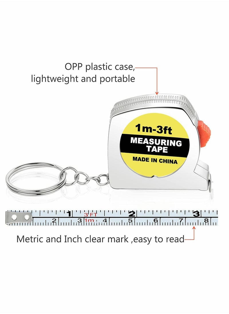 Excefore - Tape Measure Keychains, 12 Pcs 1.57 Inch Mini Tape Measure Keychain Functional Small Pocket Retractable Measuring Tape with Stable Slide Lock - Image 1