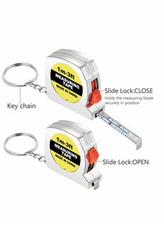Excefore Tape Measure Keychains, 12 Pcs 1.57 Inch Mini Tape Measure Keychain Functional Small Pocket Retractable Measuring Tape with Stable Slide Lock  - Image 2