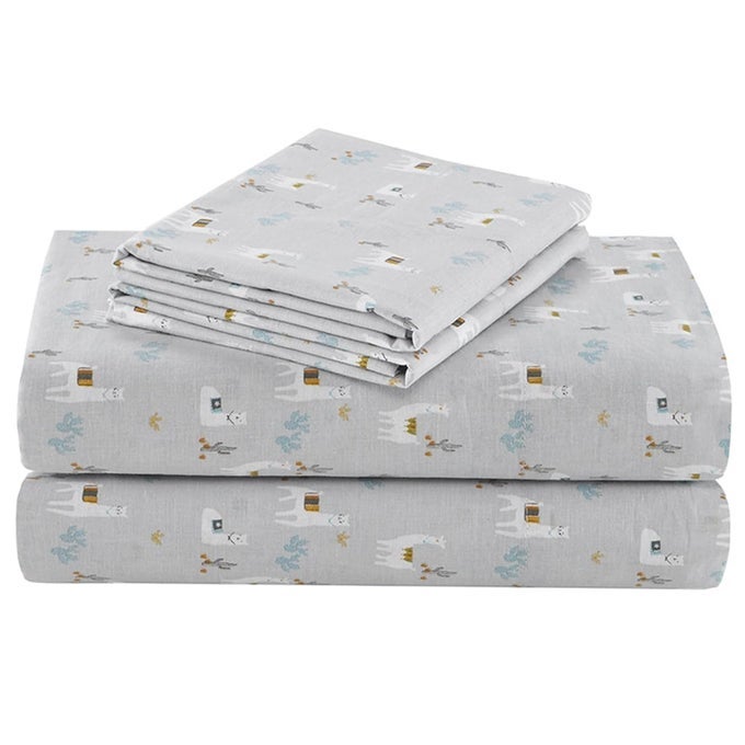 100 COTTON SHEET SET BREATHABLE LIGHTWEIGHT SOFT WITH 14 ELASTIC POCKET FITS UP TO 16 MATTRESS ALL SEASON COZY BEDDING MATCHING PILLOW CASE FULL LAMA MULTI 4 PIECE