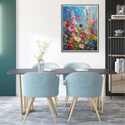 Hutarosl Flowers Paint by Numbers with Frame for Adults - with Wooden Easel,Adult Paint by Number,Flowers Canvas Paint by Numbers for Adults,Gifts and Home Decor 12x16inch - Image 3