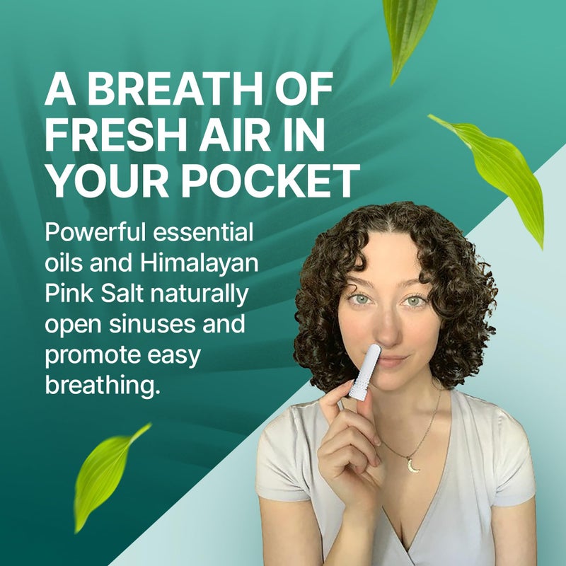 Basic Vigor Pocket Neti Breathe Easy Himalayan Salt Aromatherapy Sinus Inhaler 2 Pack with Essential Oils. Natural Nasal Stick/Nasal Inhaler with Eucalyptus. Made in The USA. - Image 2