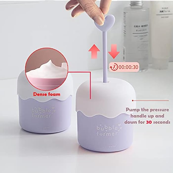 Loyanger Face Wash Foam Maker, Facial Cleanser Foam Cup Froth Whip Bubble Maker Skin Care Face Wash Foamer, Deep Skincare Cleaner Tools, for Home Travel(COLOR:blue) - Image 3