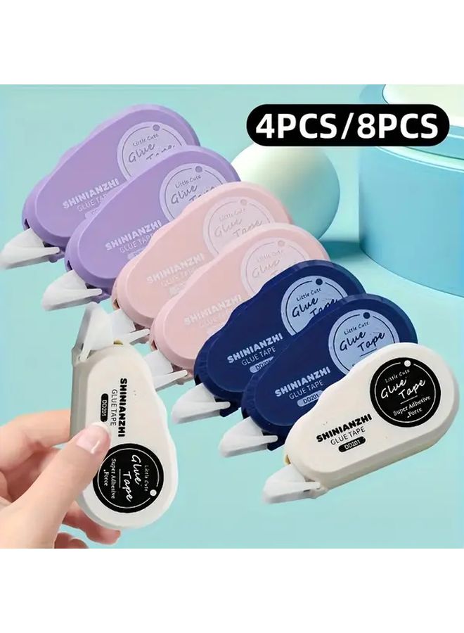 4 Pcs Double Sided Tape Roller Set Purple White Blue Pink For Scrapbooking Crafts - Image 2