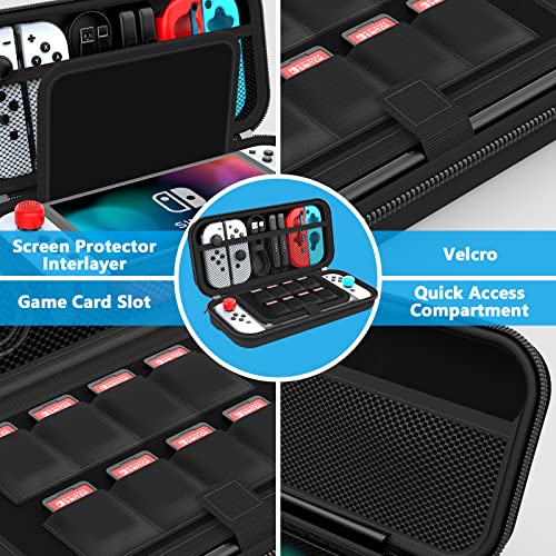 HEYSTOP Carry Case Compatible with Nintendo Switch & Nintendo Switch OLED Model 2021, Portable Travel Carry Case for Accessories and Console, Black - Image 4