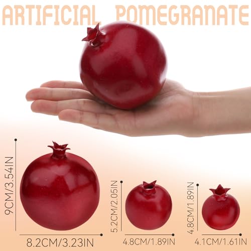 Gresorth 15 PCS Artificial Pomegranate Decoration Fake Fruit Model Realistic Lifelike Vegetable Display for New Year Garden Restaurant - Image 2