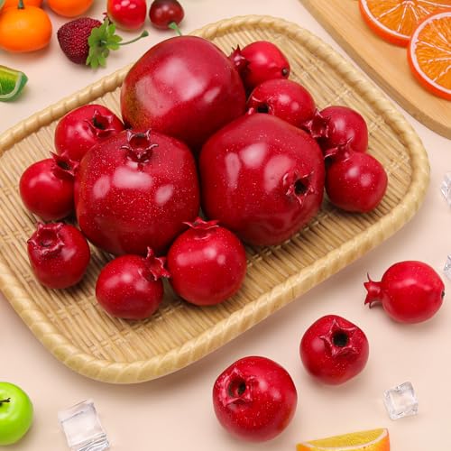 Gresorth 15 PCS Artificial Pomegranate Decoration Fake Fruit Model Realistic Lifelike Vegetable Display for New Year Garden Restaurant - Image 3