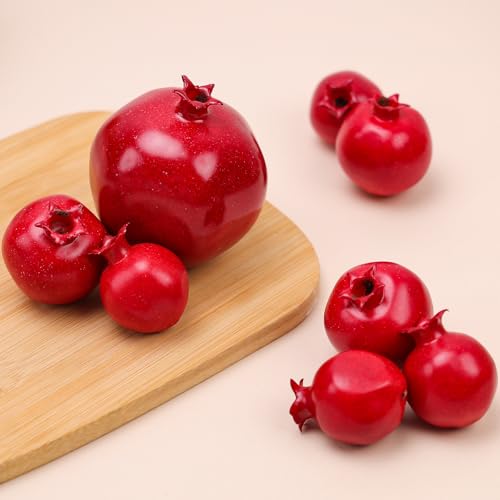 Gresorth 15 PCS Artificial Pomegranate Decoration Fake Fruit Model Realistic Lifelike Vegetable Display for New Year Garden Restaurant - Image 4
