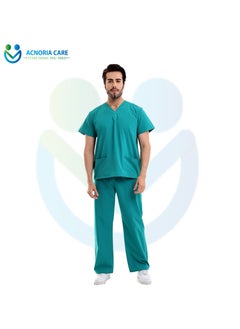 ACNORIA CARE Men's Medical Scrubs Consisting Of Two Pieces A Blouse And Pants, 35% Cotton 65% Polyester Turquoise Green Color - Size XL- From Acnoria Care  - Image 3
