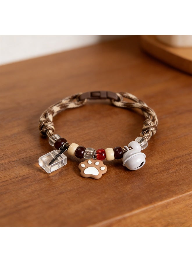 طوق قطط مع مخلب وتينكربيل، قابل للتعديل 32-51 سم، بني، آمن، مضاد للاختناق مناسب للقطط والحيوانات الأليفة الصغيرة الأخرى، ملحقات الحيوانات الأليفة الشخصية، مناسب للقطط الصغيرة والجراء - Image 2