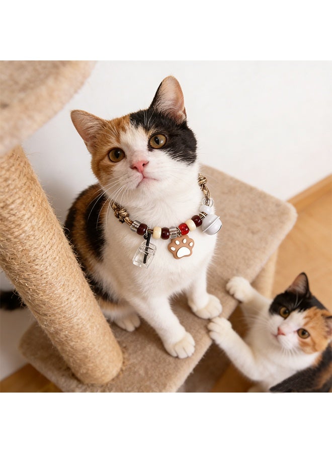طوق قطط مع مخلب وتينكربيل، قابل للتعديل 32-51 سم، بني، آمن، مضاد للاختناق مناسب للقطط والحيوانات الأليفة الصغيرة الأخرى، ملحقات الحيوانات الأليفة الشخصية، مناسب للقطط الصغيرة والجراء - Image 4