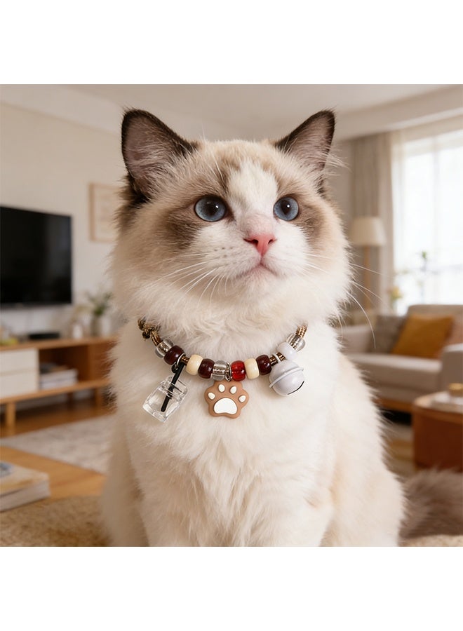 طوق قطط مع مخلب وتينكربيل، قابل للتعديل 32-51 سم، بني، آمن، مضاد للاختناق مناسب للقطط والحيوانات الأليفة الصغيرة الأخرى، ملحقات الحيوانات الأليفة الشخصية، مناسب للقطط الصغيرة والجراء - Image 5