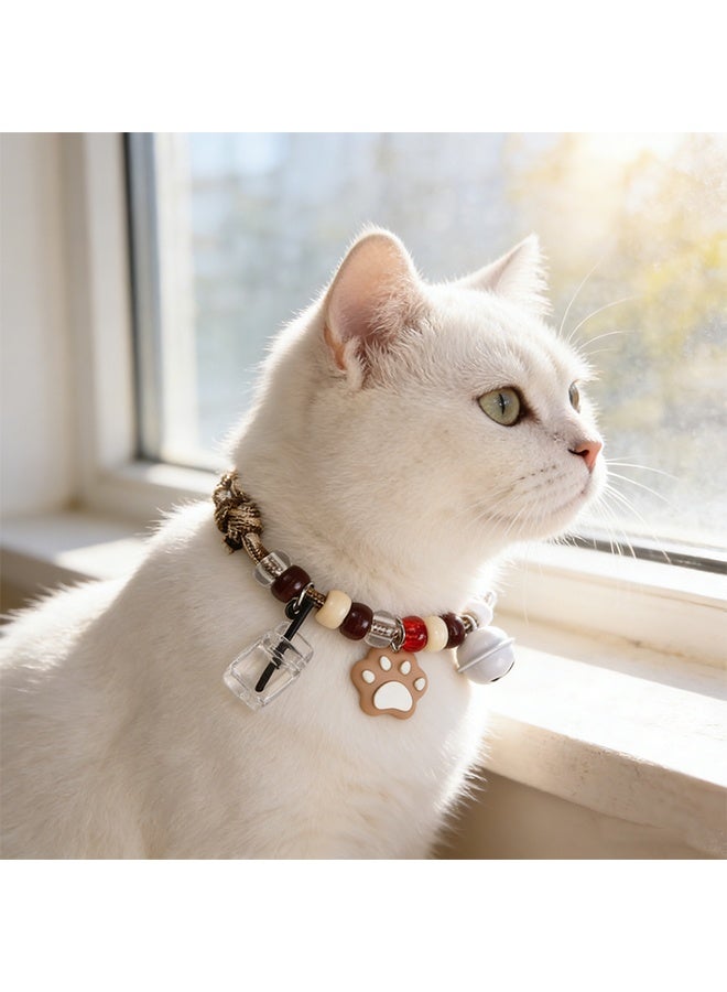 طوق قطط مع مخلب وتينكربيل، قابل للتعديل 32-51 سم، بني، آمن، مضاد للاختناق مناسب للقطط والحيوانات الأليفة الصغيرة الأخرى، ملحقات الحيوانات الأليفة الشخصية، مناسب للقطط الصغيرة والجراء - Image 3