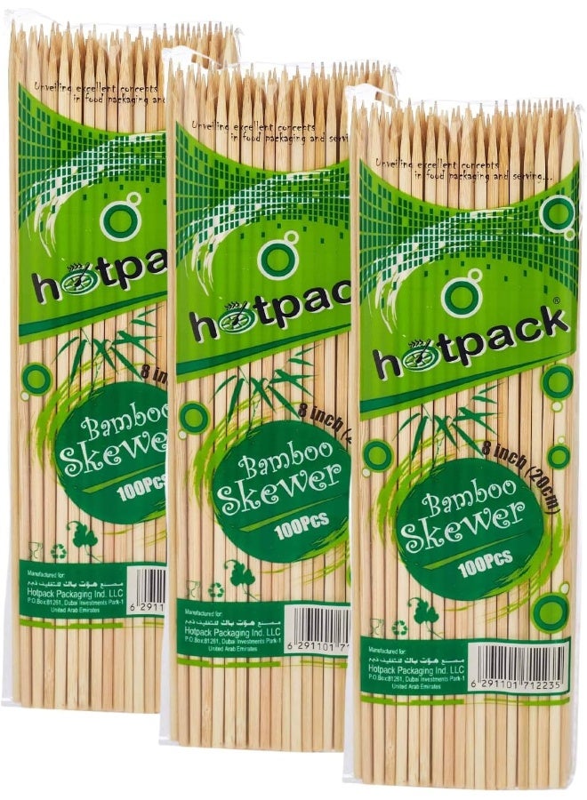 Hotpack Hotpack Bamboo Skewer 8 inches, 100 Pieces each Pack of 3  - Image 1