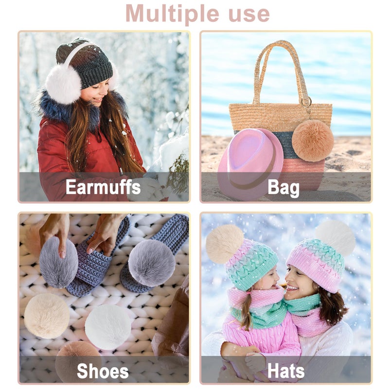 BQTQ 6 Pieces 5 Inch Large Faux Rabbit Fur Pom Pom Balls with Elastic Loop DIY Fluffy Pompoms for Hats Beanie Shoes Bags Keychain Accessories, 6 Soft Colors - Image 5