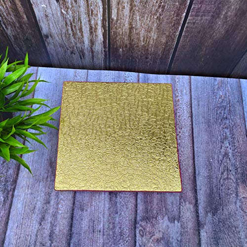 SHINDE EXPORTS Wooden Meenakari Velvet Chowki Bajot choki chaurang patla for Idols and Pooja Articles (Golden, 8x8 inches) - Image 3