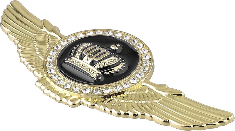 OAN Winged King Crown Emblem Sticker for All Cars, Bikes, Metal (Gold with Black) Size: 11cm x 4.5cm x 2mm - Image 2