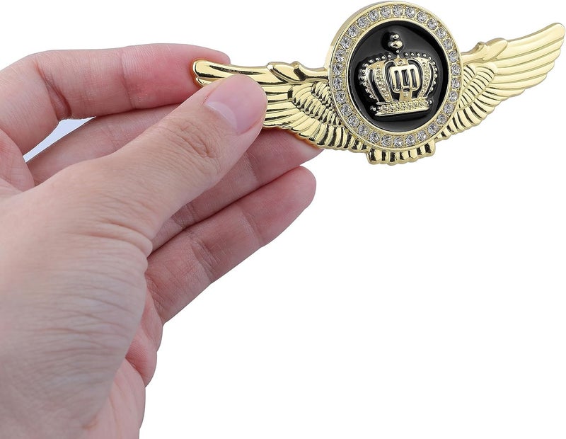 OAN Winged King Crown Emblem Sticker for All Cars, Bikes, Metal (Gold with Black) Size: 11cm x 4.5cm x 2mm - Image 5