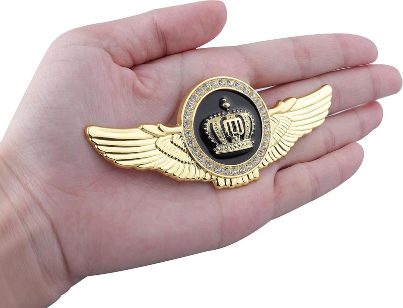 OAN Winged King Crown Emblem Sticker for All Cars, Bikes, Metal (Gold with Black) Size: 11cm x 4.5cm x 2mm - Image 4
