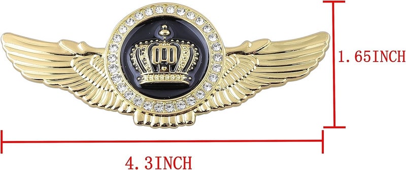 OAN Winged King Crown Emblem Sticker for All Cars, Bikes, Metal (Gold with Black) Size: 11cm x 4.5cm x 2mm - Image 3