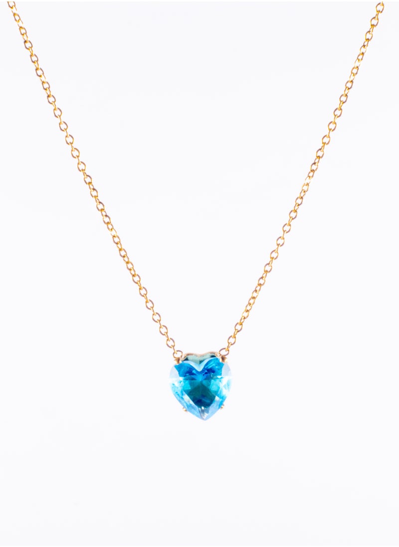 The Black Pearl Accessories - Stainless Steel Necklace with Blue Zircon Heart Pendant - Image 1