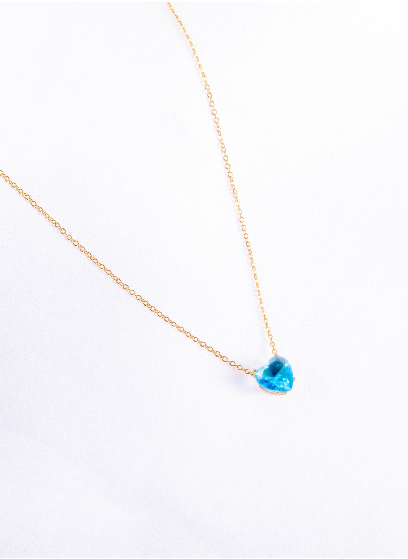 The Black Pearl Accessories - Stainless Steel Necklace with Blue Zircon Heart Pendant - Image 1
