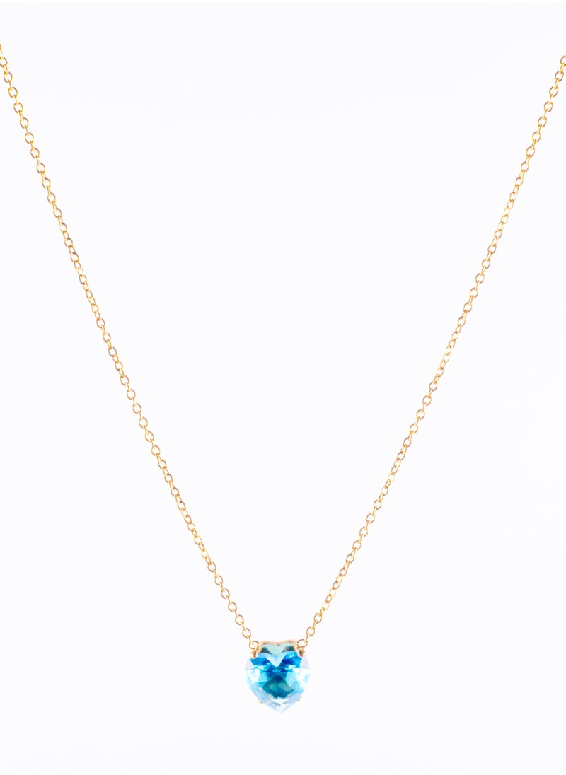 The Black Pearl Accessories - Stainless Steel Necklace with Blue Zircon Heart Pendant - Image 1