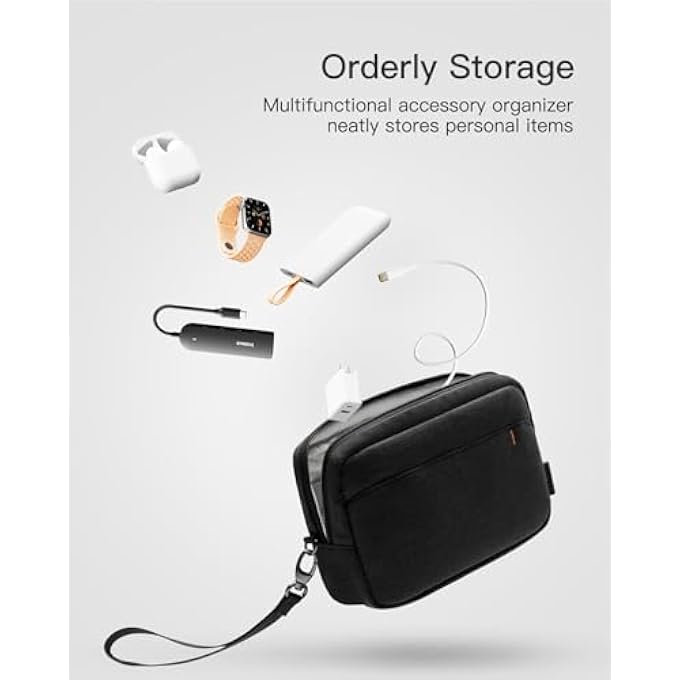 rayihni WATER-RESISTANT ELECTRONICS ORGANIZER BAG, PORTABLE TRAVEL TECH ACCESSORIES ORGANIZER CASE FOR CABLES, CHARGERS, POWER BANKS, USB DRIVES, MOUSE, HEADPHONES (BLACK) - Image 3