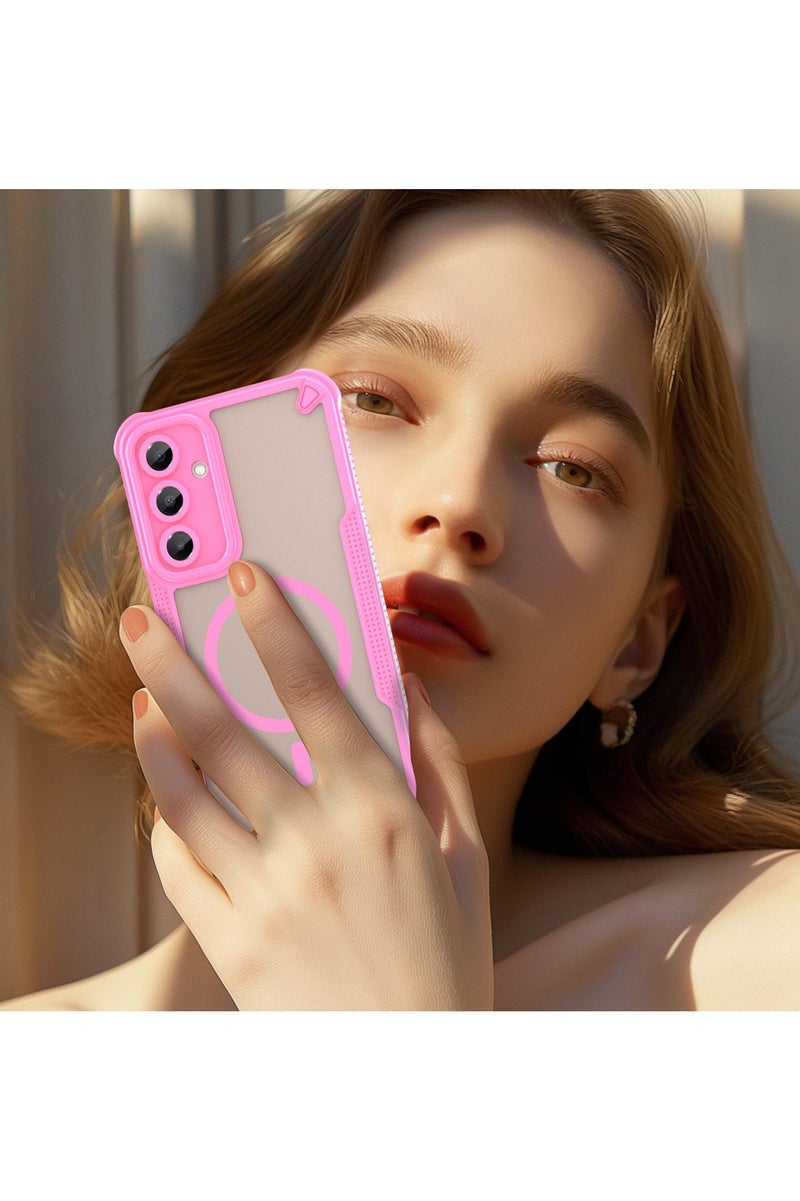Cover For Samsung Galaxy A56 5G Armor Glaze MagSafe Magnetic Phone Case Raised edges around the screen and camera lens help prevent scratches - Pink - Image 2