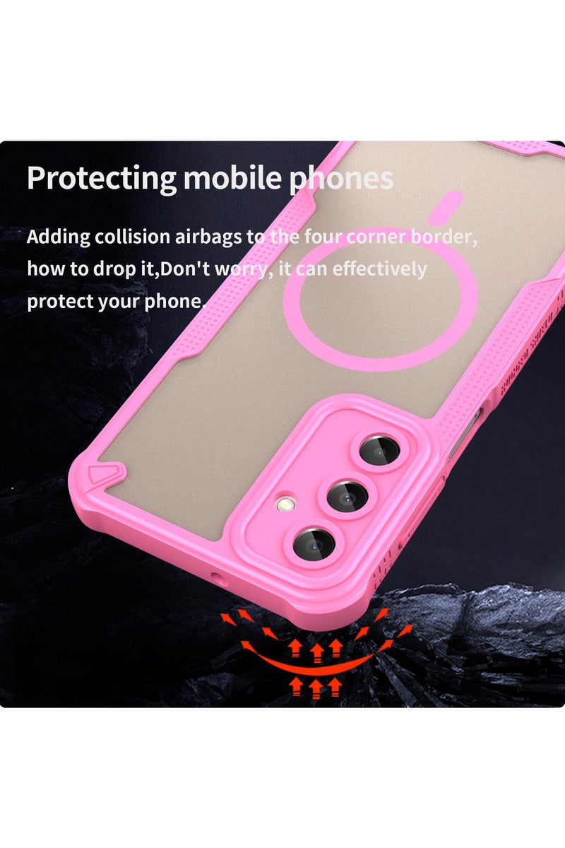 Cover For Samsung Galaxy A56 5G Armor Glaze MagSafe Magnetic Phone Case Raised edges around the screen and camera lens help prevent scratches - Pink - Image 3