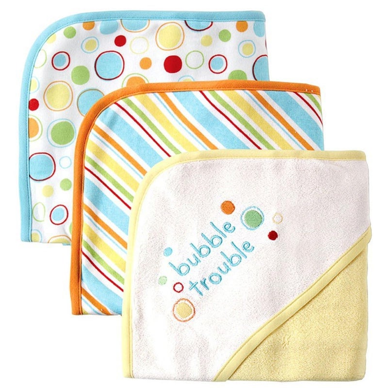 Luvable Friends Unisex Baby Cotton Terry Hooded Towels, Yellow, One Size - Image 1