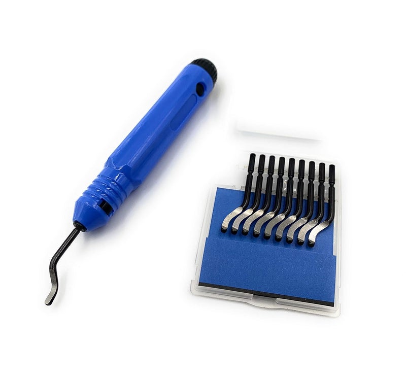 Aone Swivelling Deburring Set with Handle & 10pc Blades Portable for Work on Metals, Plastic, Wood, Wax Multipurpose for Jewellery Making, Jewellery Repair, Model Making & Hobby Crafts DIY - Image 1