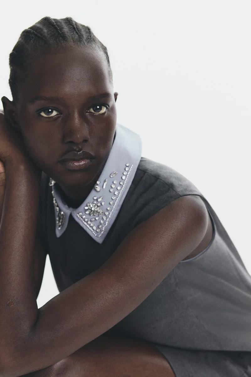 H&M Embellished-collar A-line dress