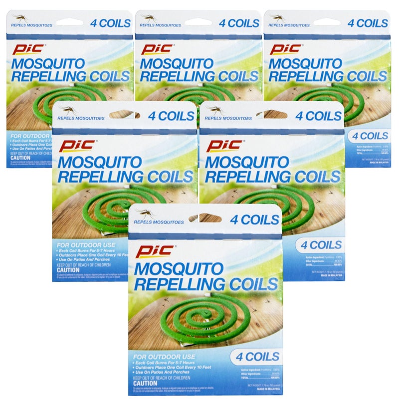 PIC Mosquito Repelling Coils, 4 Count Box, 6 Pack - Mosquito Repellent for Outdoor Spaces (24 Coils Total) - Image 1