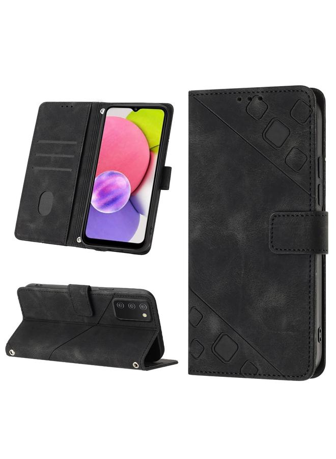 اس-توب جراب لهاتف Samsung Galaxy A03s مقاس 165.8 مم، جراب هاتف من الجلد المنقوش بملمس الجلد الأمريكي - Image 1