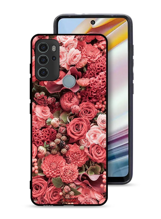 Tolwak Motorola Moto G60S Protective Case Cover Peach Roses  - Image 1