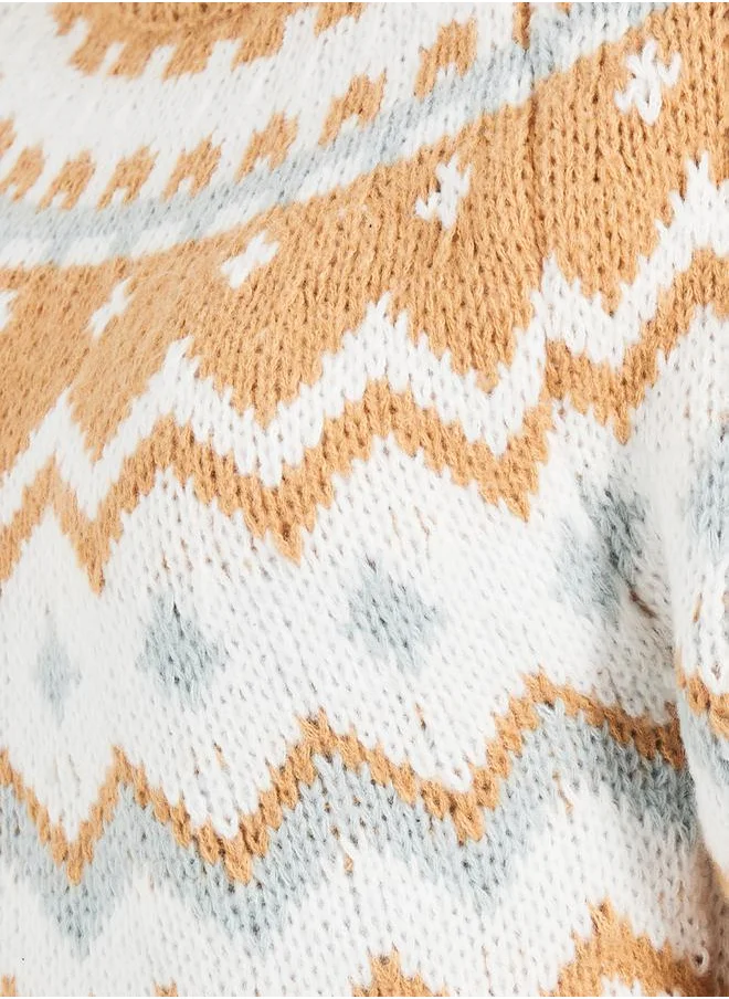 Styli Patterned Sweater Knee Length Dress