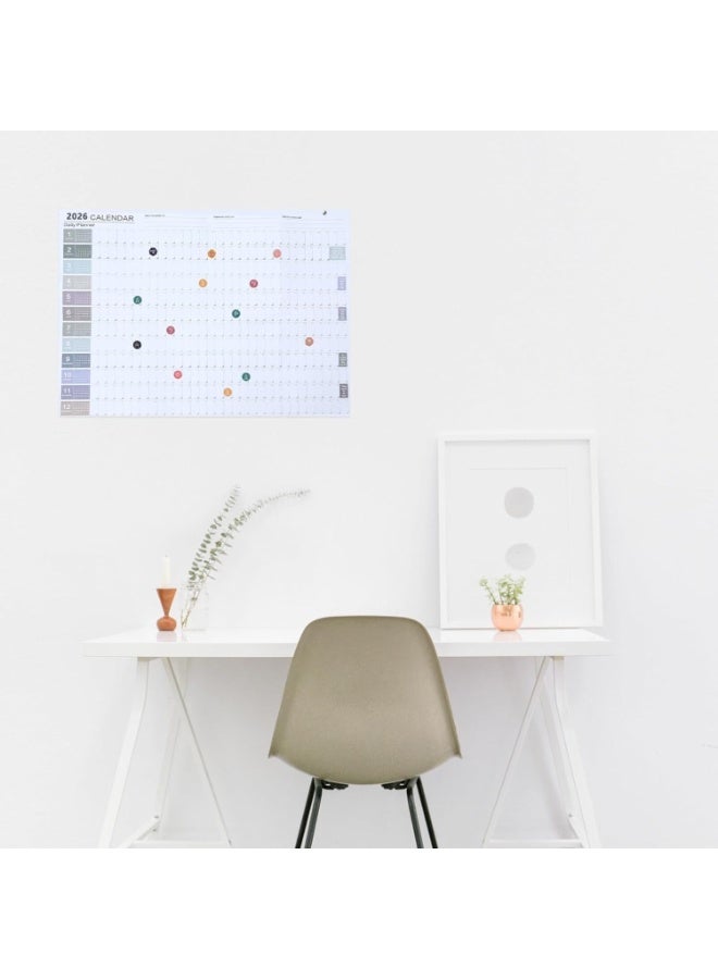 2026 Wall Calendar Planner; Poster Calendar 74.2 x 52.5 cm; 12 Month Year Round Schedule; Wall Mounted Grid Daily Blocks for Home Office School - Image 3