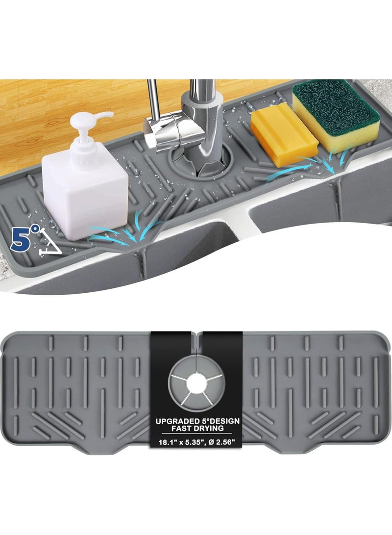 Kitchen Sink Faucet Splash Guard Silicone Drying Mat Faucet Handle Drip Catcher Tray Dish Sponge Holder Sink Protector Kitchen Sink Accessories Home Organization Gadgets - Image 1